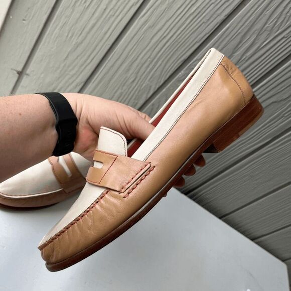 Vintage 90s Cole Haan Loafers 9 Cream Tan Penny Shoes NWOB - Picture 13 of 15